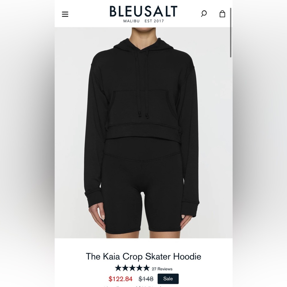 BLEUSALT “KIA CROPPED SKATER HOODIE”-New/Neverworn